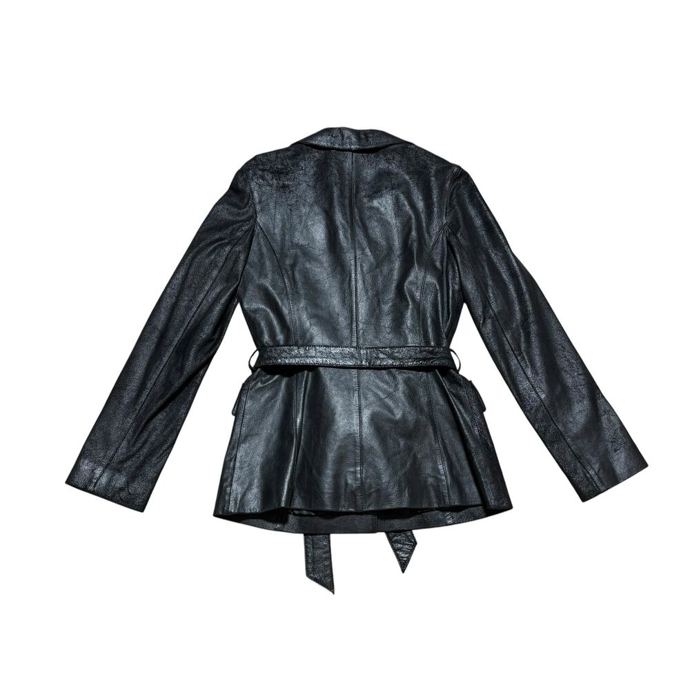 Burberry Blue Label Black Leather Blazer Metallic Size 38 IT 2 US XS - Picture 3 of 6
